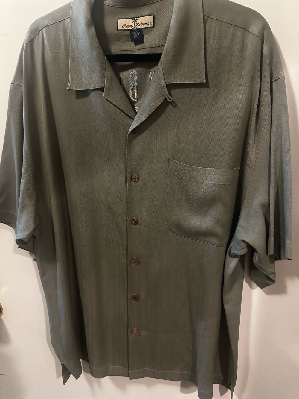 Tommy Bahama Diving Dancing Dining Silk Camp Shirt XL Embroidered EUC
